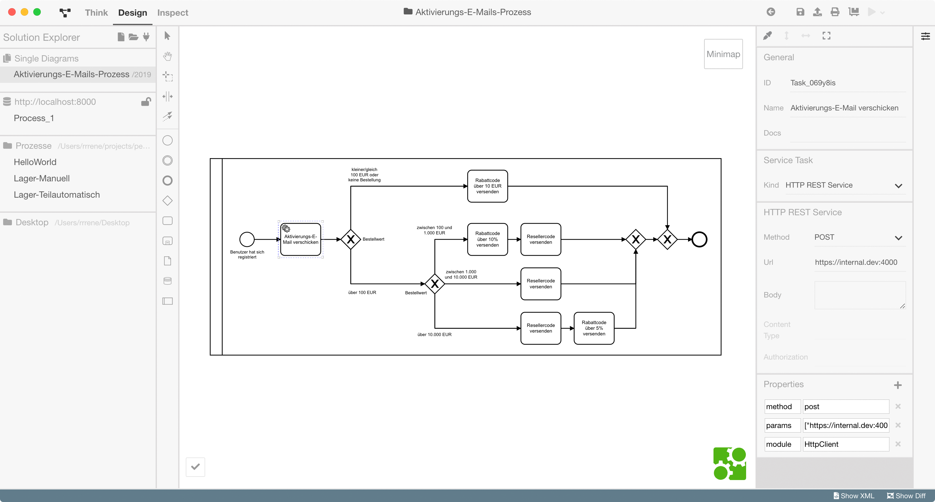 BPMN Studio: Design-Modus