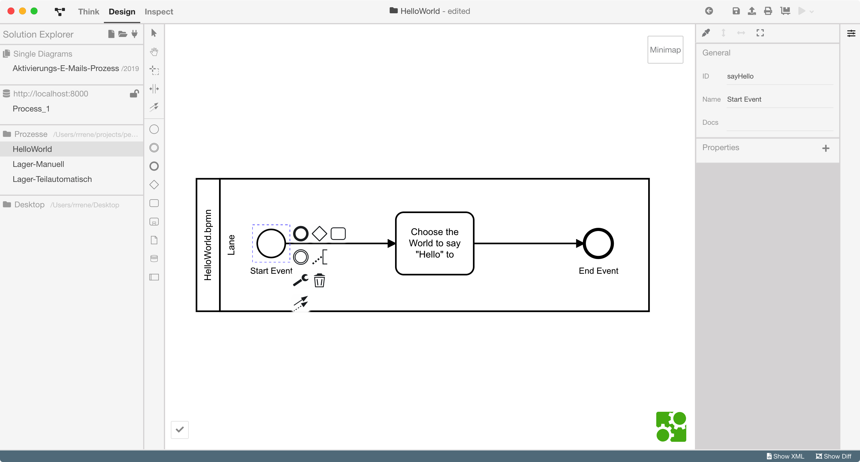 BPMN Studio: Design-Modus